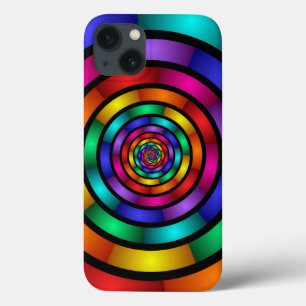 Ronde en Psychedelic Colorful Modern Fractal Art iPhone 13 Hoesje
