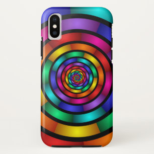 Ronde en Psychedelic Colorful Modern Fractal Art iPhone X Hoesje