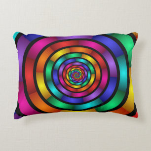 Ronde en Psychedelic Colorful Modern Fractal Art Decoratief Kussen