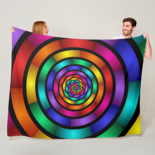 Ronde en Psychedelic Colorful Modern Fractal Art Fleece Deken