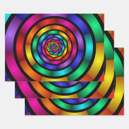 Ronde en Psychedelic Colorful Modern Fractal Art Inpakpapier Vel (Set)