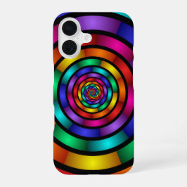 Ronde en Psychedelic Colorful Modern Fractal Art iPhone 16 Hoesje