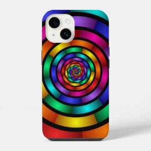 Ronde en Psychedelic Colorful Modern Fractal Art iPhone 14 Hoesje