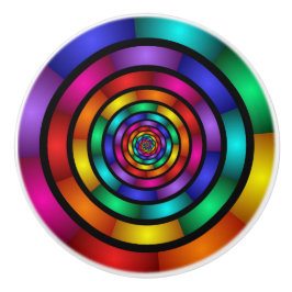 Ronde en Psychedelic Colorful Modern Fractal Art Keramische Knop