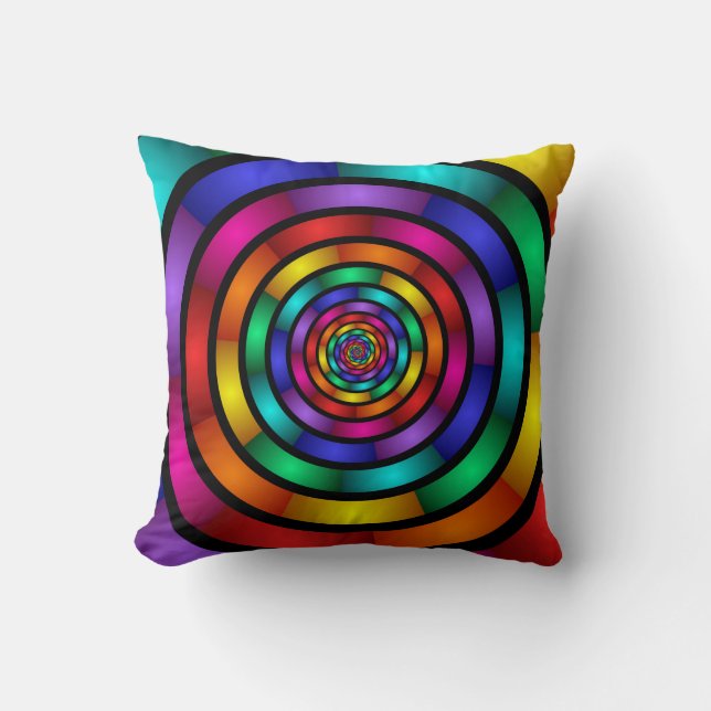 Ronde en Psychedelic Colorful Modern Fractal Art Kussen (Voorkant)