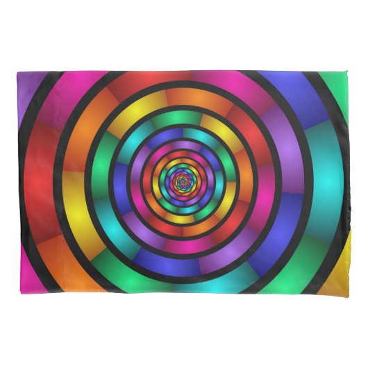 Ronde en Psychedelic Colorful Modern Fractal Art Kussensloop (Voorkant)