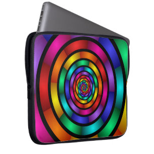 Ronde en Psychedelic Colorful Modern Fractal Art Laptop Sleeve