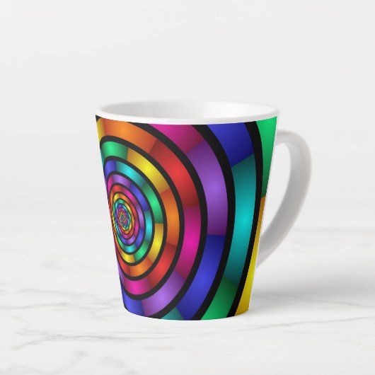 Ronde en Psychedelic Colorful Modern Fractal Art Latte Mok (Rechterhoek)