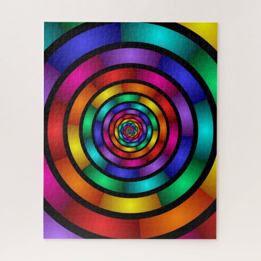 Ronde en Psychedelic Colorful Modern Fractal Art Legpuzzel (Verticaal)