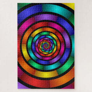 Ronde en Psychedelic Colorful Modern Fractal Art Legpuzzel