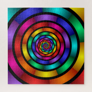 Ronde en Psychedelic Colorful Modern Fractal Art Legpuzzel