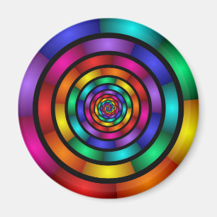 Ronde en Psychedelic Colorful Modern Fractal Art Magneet