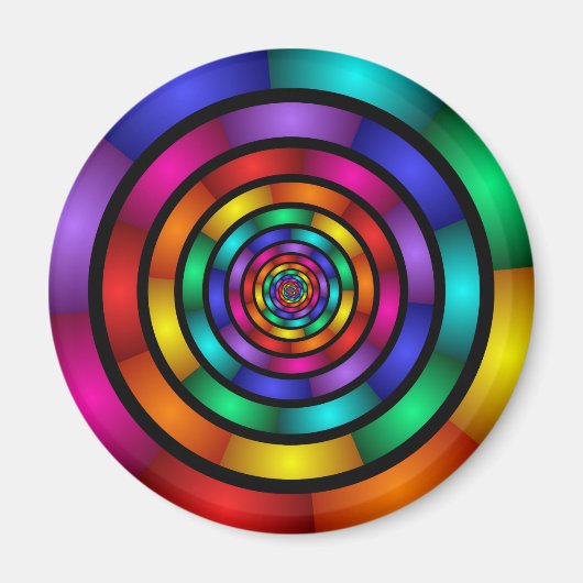 Ronde en Psychedelic Colorful Modern Fractal Art Magneet (Voorkant)