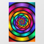 Ronde en Psychedelic Colorful Modern Fractal Art Raamsticker (Vel)