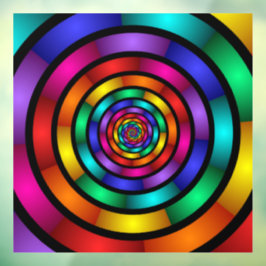 Ronde en Psychedelic Colorful Modern Fractal Art Raamsticker