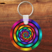 Ronde en Psychedelic Colorful Modern Fractal Art Sleutelhanger (Voorkant)