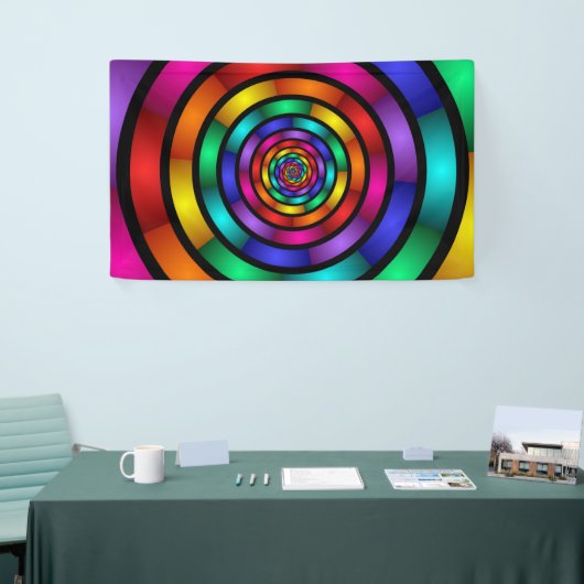 Ronde en Psychedelic Colorful Modern Fractal Art Spandoek (Beurs)