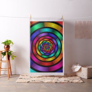 Ronde en Psychedelic Colorful Modern Fractal Art Stof