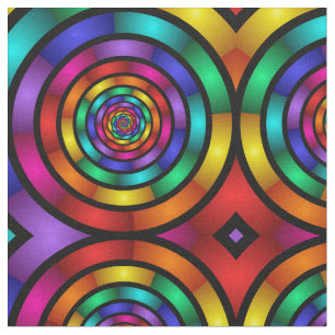Ronde en Psychedelic Colorful Modern Fractal Art Stof