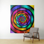 Ronde en Psychedelic Colorful Modern Fractal Art Wandkleed (In situ)