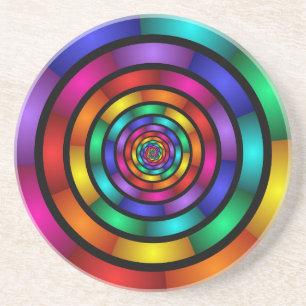 Ronde en Psychedelic Colorful Modern Fractal Art Zandsteen Onderzetter