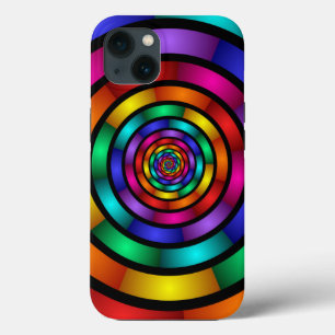 Ronde en psychedelische kleurrijke moderne fractal iPhone 13 hoesje