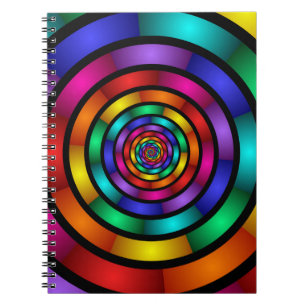 Ronde en psychedelische kleurrijke moderne fractal notitieboek