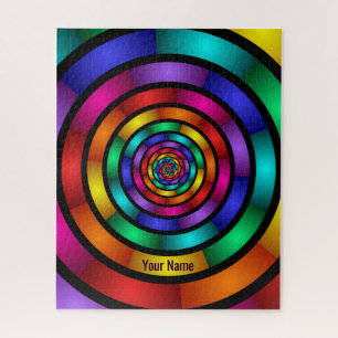 Ronde en psychedelische kleurrijke moderne kunst n legpuzzel