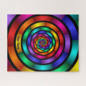 Ronde en psychedelische kleurrijke moderne kunst n legpuzzel (Horizontaal)