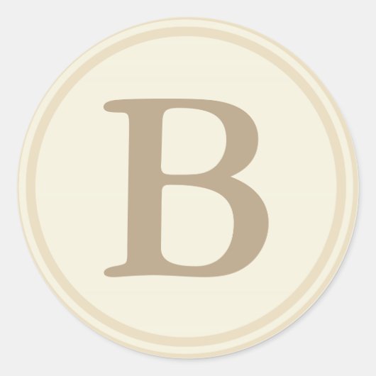 Ronde envelop afdichtingen met Monogram - Cream &  Ronde Sticker (Voorkant)
