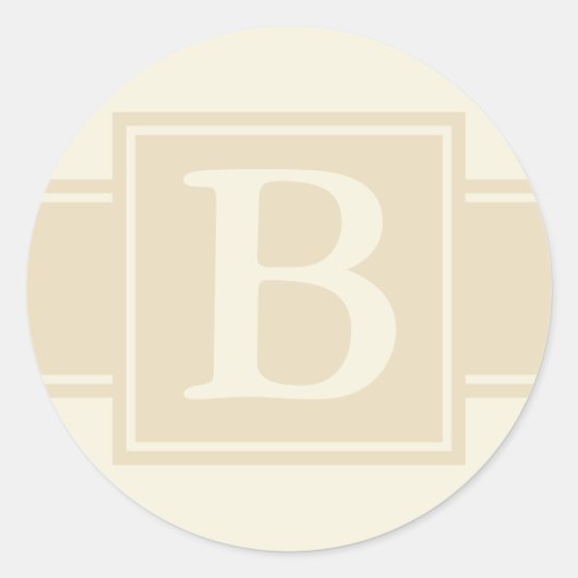 Ronde envelop afdichtingen met Monogram - Ecru & C Ronde Sticker (Voorkant)