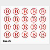 Ronde Envelop Afdichtingen met Monogram - Rode Sti Sticker (Vel)