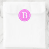 Ronde Envelop Afdichtingen met Monogram - Roze & W Ronde Sticker (Tas)