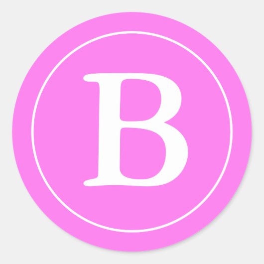Ronde Envelop Afdichtingen met Monogram - Roze & W Sticker (Voorkant)