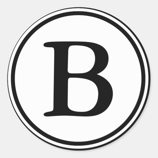 Ronde Envelop Afdichtingen met Monogram - Zwart &  Sticker (Voorkant)