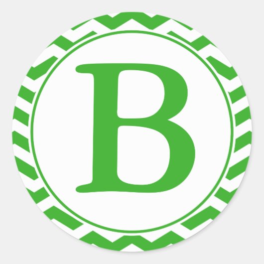 Ronde Envelop Seal met Monogram - Groene Chevrons Sticker (Voorkant)