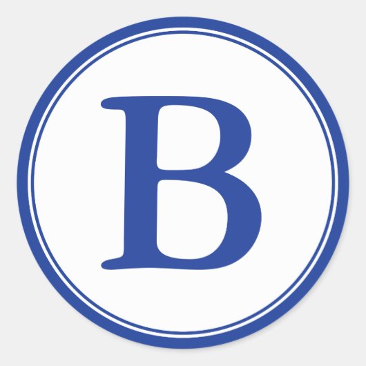 Ronde Envelopverbindingen met Monogram - Blauw & W Sticker (Voorkant)