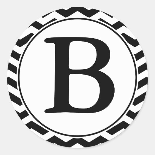 Ronde Envelopzegel met Monogram - Zwart-wit Sticker (Voorkant)