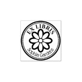 Ronde Ex Libris - 6 Petal Flower Rubber Stamp Rubberstempel (Afrduk)