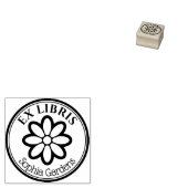 Ronde Ex Libris - 6 Petal Flower Rubberstempel (Gestempeld)