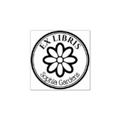 Ronde Ex Libris - 6 Petal Flower Rubberstempel (Afrduk)