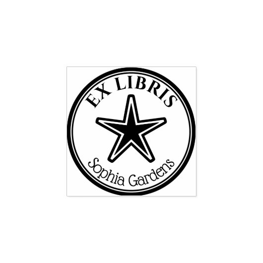 Ronde Ex Libris - Bekende ster Rubberstempel (Afrduk)