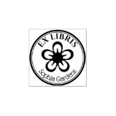 Ronde Ex Libris - Bloem Rubberstempel (Afrduk)