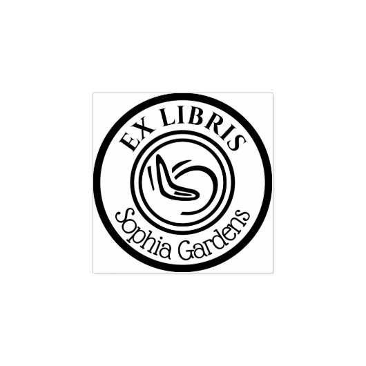 Ronde Ex Libris Boemerang Rubberstempel (Afrduk)