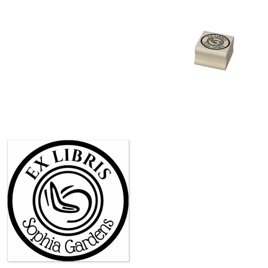 Ronde Ex Libris Boomerang Rubberstempel (Gestempeld)