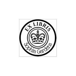 Ronde Ex Libris Crown Rubberstempel