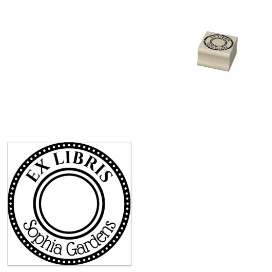 Ronde Ex Libris Decoratieve rand Rubberstempel (Gestempeld)