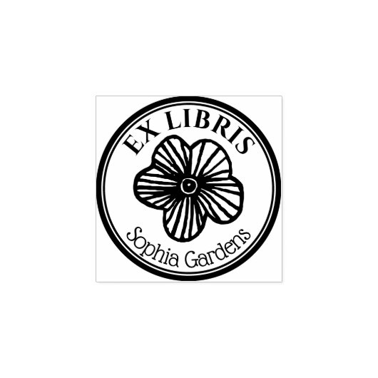 Ronde Ex Libris - Handmatige ventilator Rubberstempel (Afrduk)