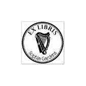 Ronde Ex Libris - Harp Motif Rubberstempel (Afrduk)
