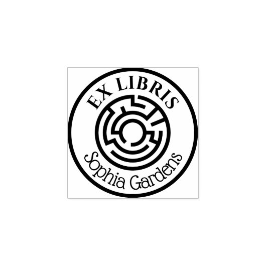 Ronde Ex Libris Labyrinth 02 Rubberstempel (Afrduk)